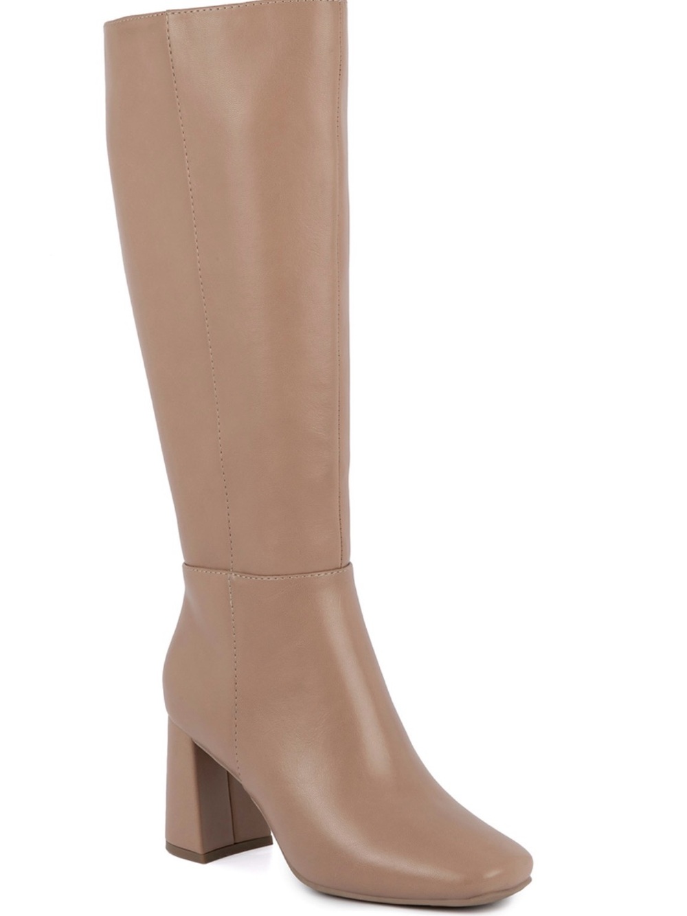 Sugar Tall Block-Heel Knee Boot in Taupe